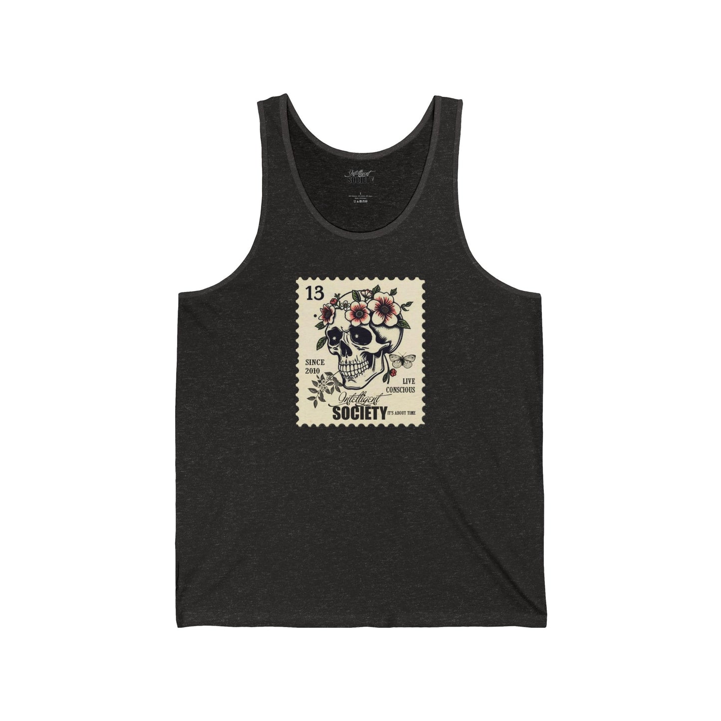 Vintage Skull Floral Unisex Jersey Tank Top - Cool Summer Style